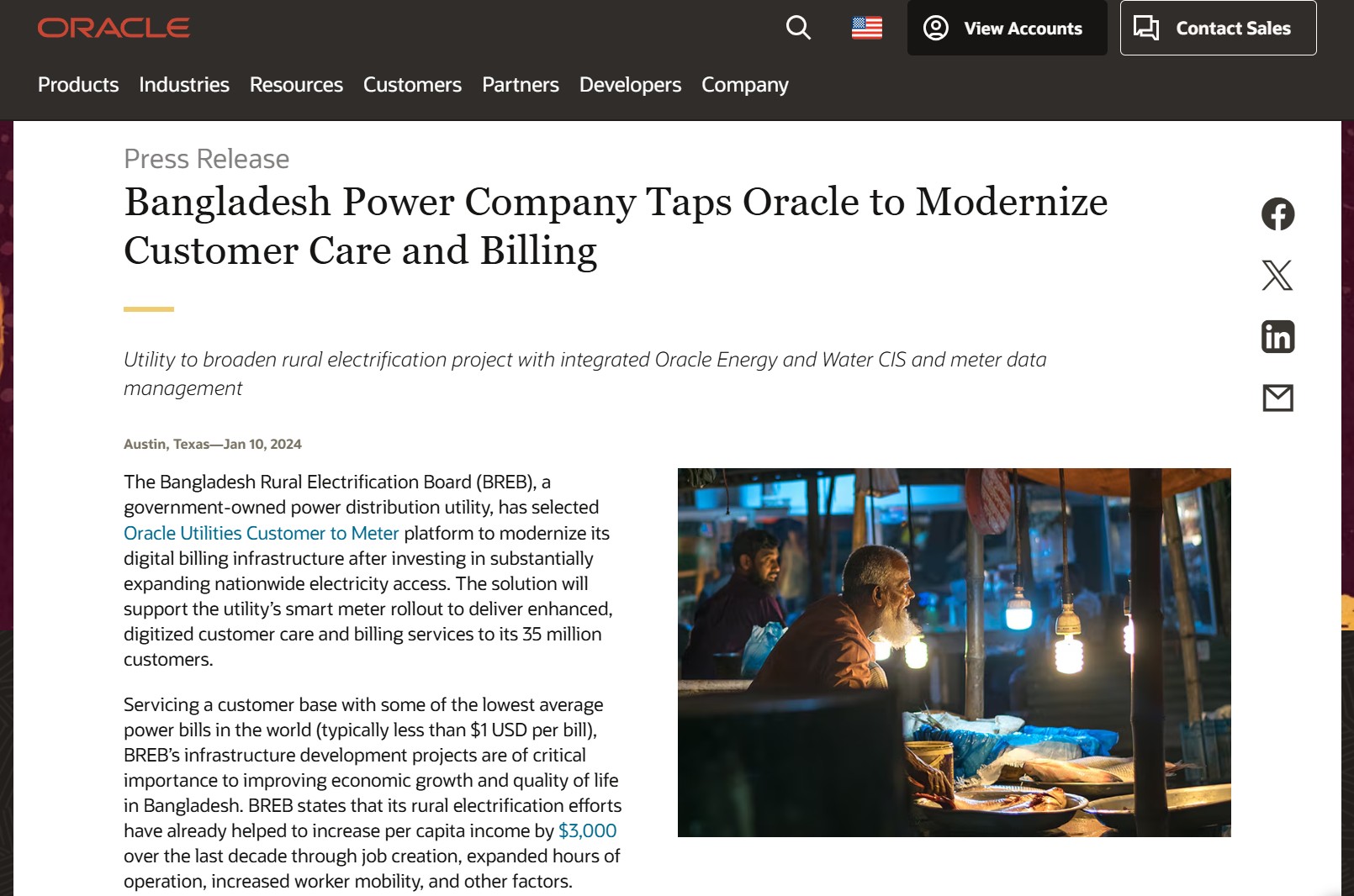 Bangladesh Power Company Taps Oracle to Modernize Customer Care and Billing
